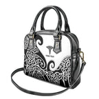 Personalised New Zealand Nurse Shoulder Handbag Maori Koru Black Version