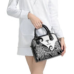 Personalised New Zealand Nurse Shoulder Handbag Maori Koru Black Version