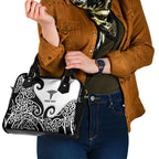 Personalised New Zealand Nurse Shoulder Handbag Maori Koru Black Version