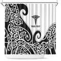 Personalised New Zealand Nurse Shower Curtain Maori Koru Black Version