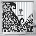 Personalised New Zealand Nurse Shower Curtain Maori Koru Black Version