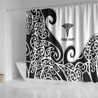 Personalised New Zealand Nurse Shower Curtain Maori Koru Black Version