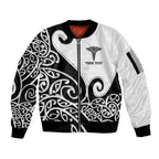 Personalised New Zealand Nurse Sleeve Zip Bomber Jacket Maori Koru Black Version