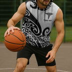 Personalised New Zealand Nurse Sleeveless Hoodie Maori Koru Black Version
