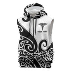 Personalised New Zealand Nurse Sleeveless Zip Hoodie Maori Koru Black Version