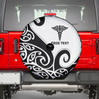 Personalised New Zealand Nurse Spare Tire Cover Maori Koru Black Version