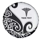 Personalised New Zealand Nurse Spare Tire Cover Maori Koru Black Version