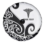 Personalised New Zealand Nurse Spare Tire Cover Maori Koru Black Version