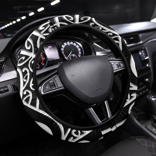 New Zealand Nurse Steering Wheel Cover Maori Koru Black Version