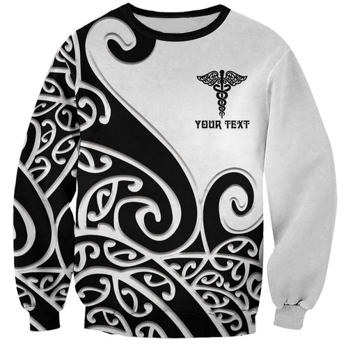 Personalised New Zealand Nurse Sweatshirt Maori Koru Black Version