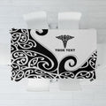 Personalised New Zealand Nurse Tablecloth Maori Koru Black Version