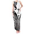 Personalised New Zealand Nurse Tank Maxi Dress Maori Koru Black Version