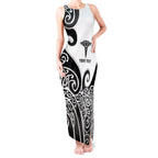 Personalised New Zealand Nurse Tank Maxi Dress Maori Koru Black Version