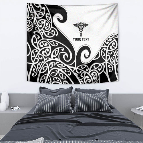 Personalised New Zealand Nurse Tapestry Maori Koru Black Version