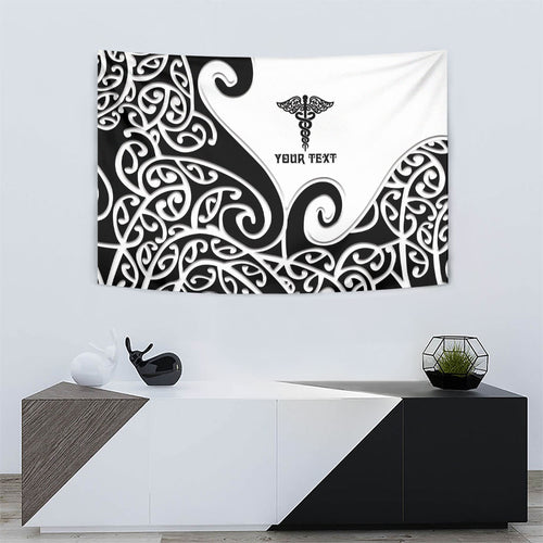 Personalised New Zealand Nurse Tapestry Maori Koru Black Version