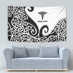 Personalised New Zealand Nurse Tapestry Maori Koru Black Version