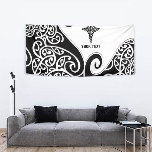 Personalised New Zealand Nurse Tapestry Maori Koru Black Version