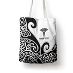 Personalised New Zealand Nurse Tote Bag Maori Koru Black Version