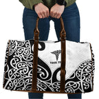 Personalised New Zealand Nurse Travel Bag Maori Koru Black Version