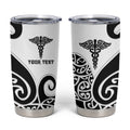 Personalised New Zealand Nurse Tumbler Cup Maori Koru Black Version