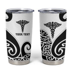 Personalised New Zealand Nurse Tumbler Cup Maori Koru Black Version