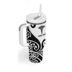Personalised New Zealand Nurse Tumbler With Handle Maori Koru Black Version