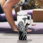 Personalised New Zealand Nurse Tumbler With Handle Maori Koru Black Version