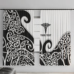 Personalised New Zealand Nurse Window Curtain Maori Koru Black Version