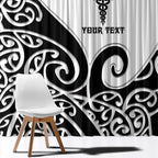 Personalised New Zealand Nurse Window Curtain Maori Koru Black Version