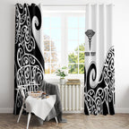 Personalised New Zealand Nurse Window Curtain Maori Koru Black Version