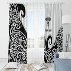 Personalised New Zealand Nurse Window Curtain Maori Koru Black Version