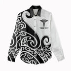 Personalised New Zealand Nurse Women Casual Shirt Maori Koru Black Version
