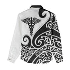 Personalised New Zealand Nurse Women Casual Shirt Maori Koru Black Version