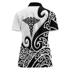 Personalised New Zealand Nurse Women Polo Shirt Maori Koru Black Version