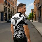 Personalised New Zealand Nurse Zipper Polo Shirt Maori Koru Black Version