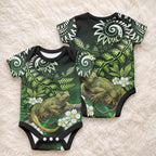 Aotearoa New Zealand Tuatara Baby Onesie Maori Koru Art