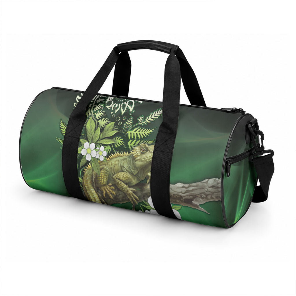 Aotearoa New Zealand Tuatara Duffle Bag Maori Koru Art