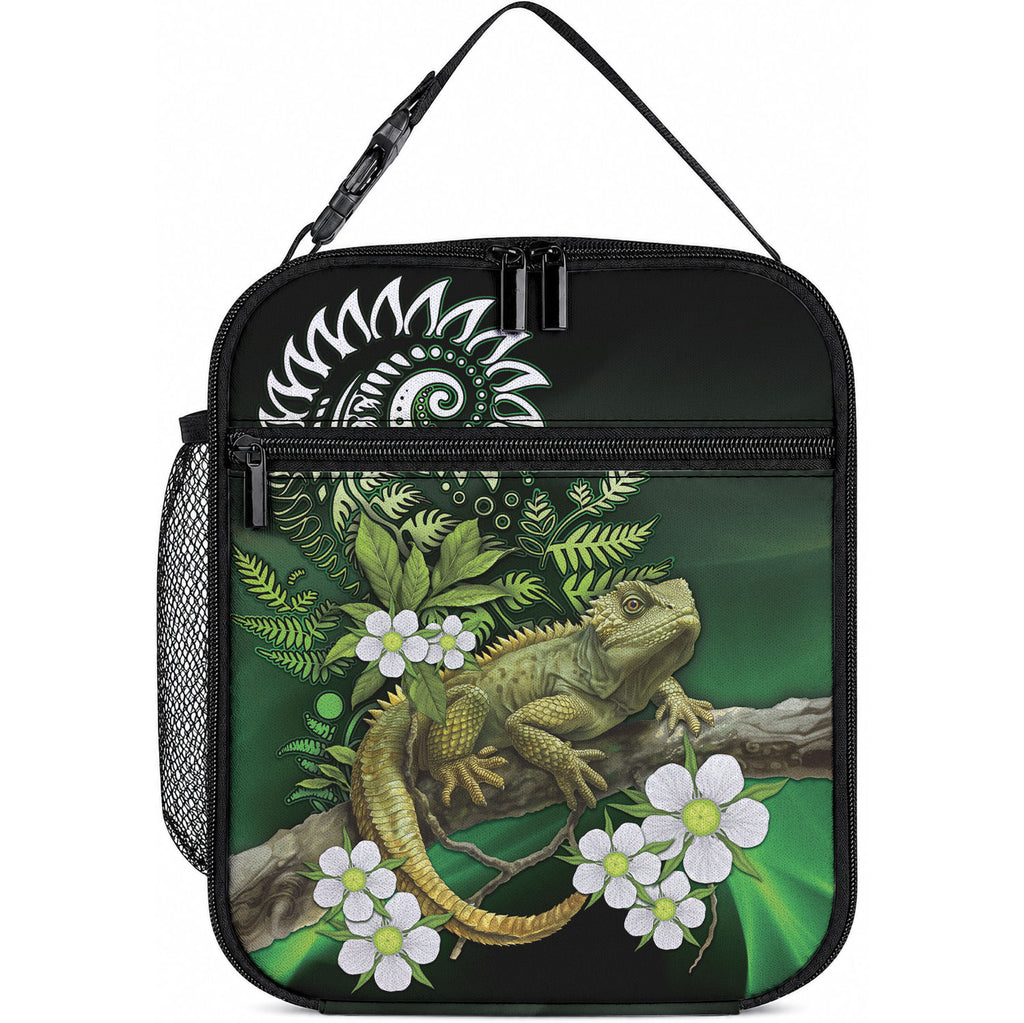 Aotearoa New Zealand Tuatara Lunch Bag Maori Koru Art