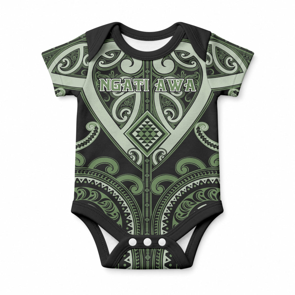 Custom Aotearoa Ngati Awa Baby Onesie Maori Tribal Pattern