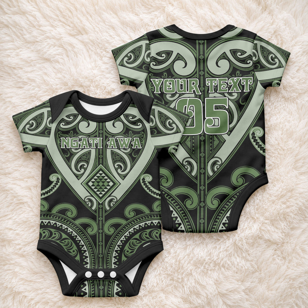 Custom Aotearoa Ngati Awa Baby Onesie Maori Tribal Pattern