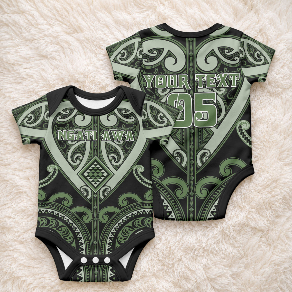 Custom Aotearoa Ngati Awa Baby Onesie Maori Tribal Pattern