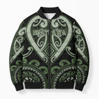 Custom Aotearoa Ngati Awa Bomber Puffer Jacket Maori Tribal Pattern