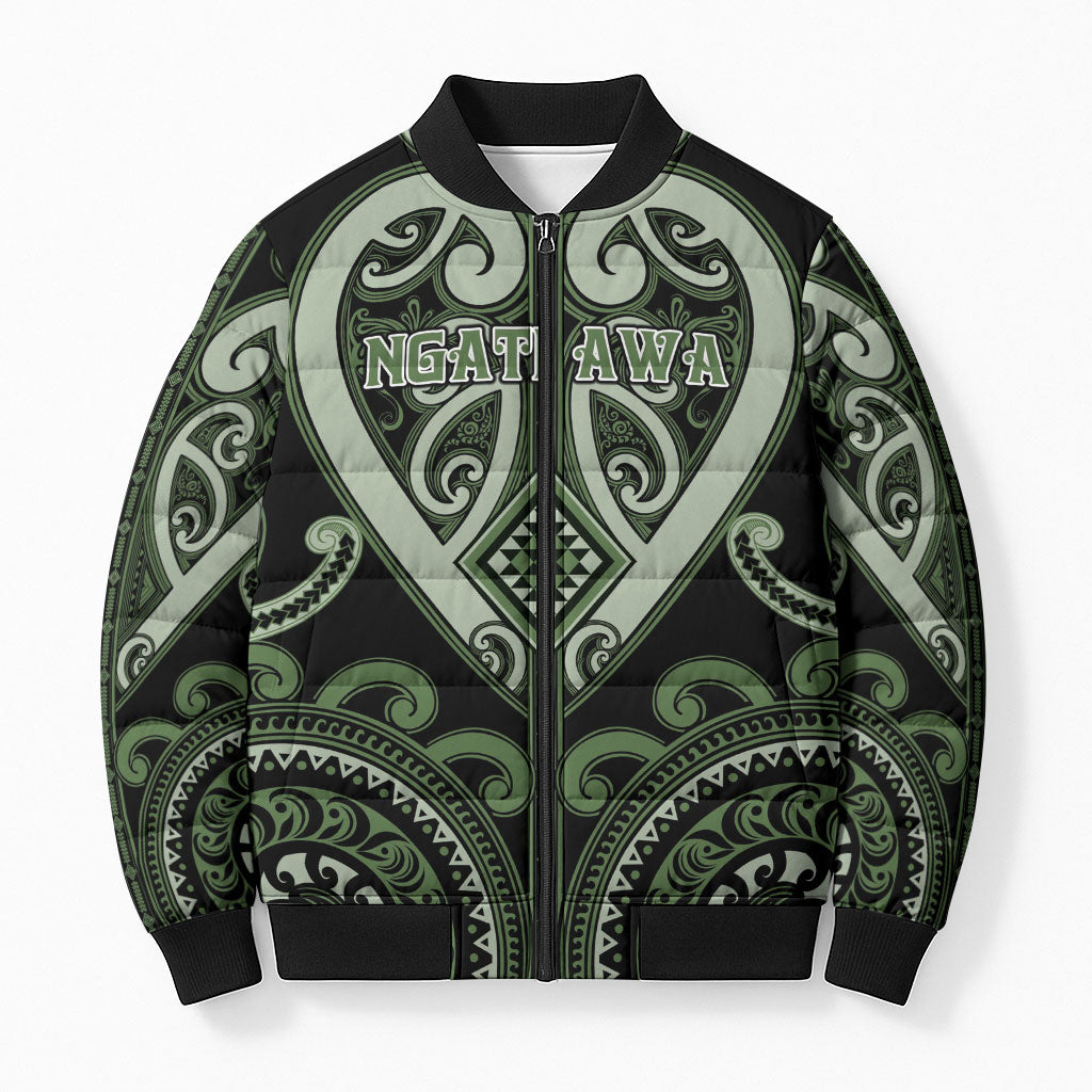 Custom Aotearoa Ngati Awa Bomber Puffer Jacket Maori Tribal Pattern