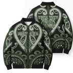 Custom Aotearoa Ngati Awa Bomber Puffer Jacket Maori Tribal Pattern