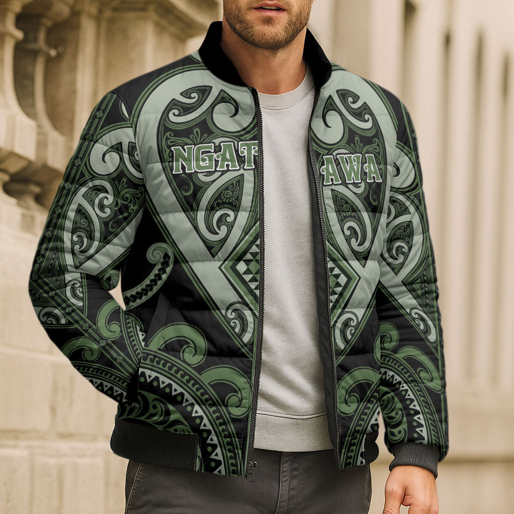 Custom Aotearoa Ngati Awa Bomber Puffer Jacket Maori Tribal Pattern