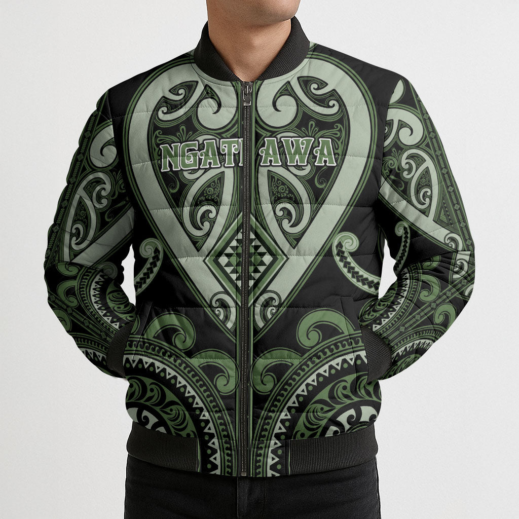 Custom Aotearoa Ngati Awa Bomber Puffer Jacket Maori Tribal Pattern