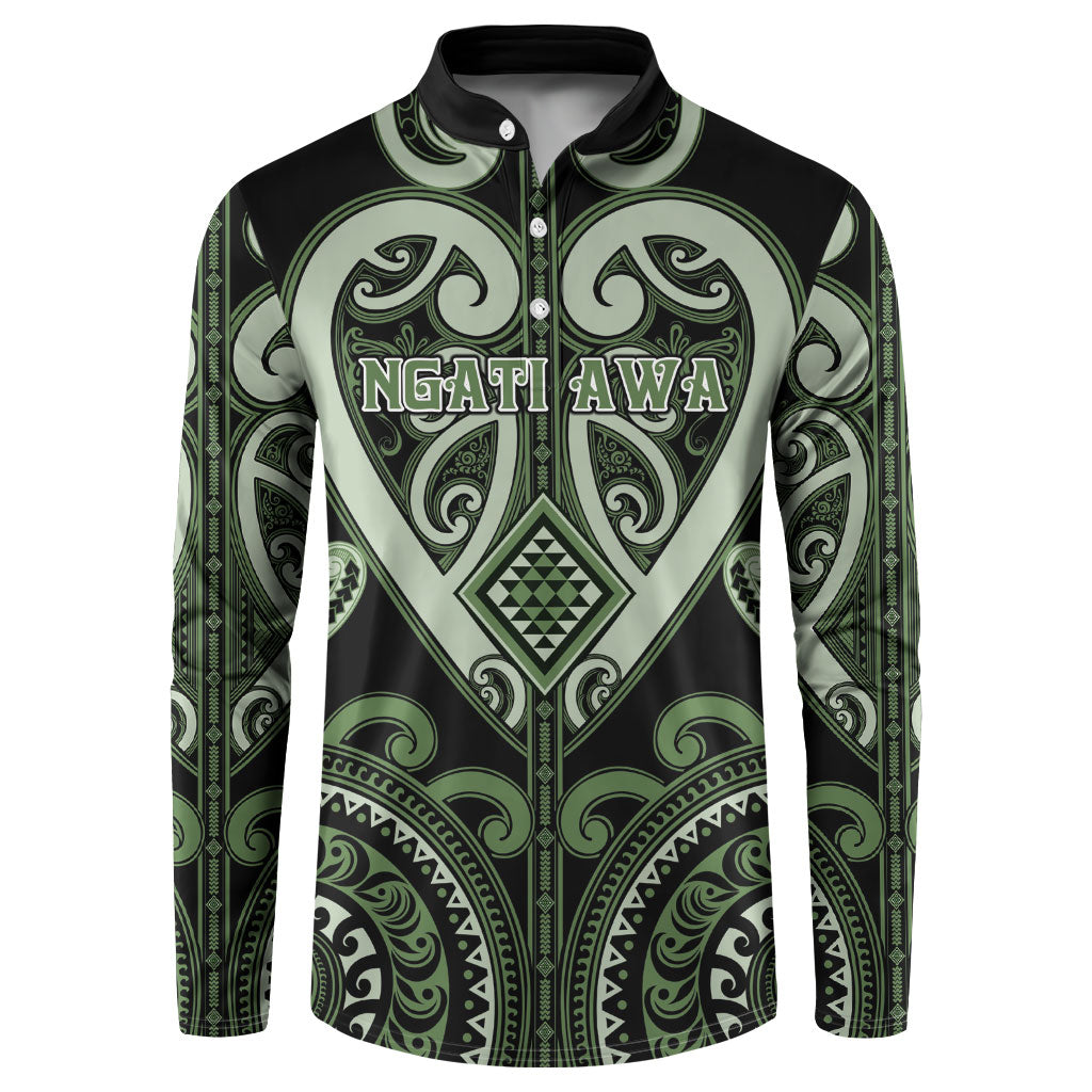 Custom Aotearoa Ngati Awa Button Sweatshirt Maori Tribal Pattern