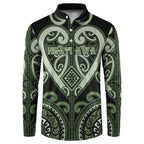 Custom Aotearoa Ngati Awa Button Sweatshirt Maori Tribal Pattern