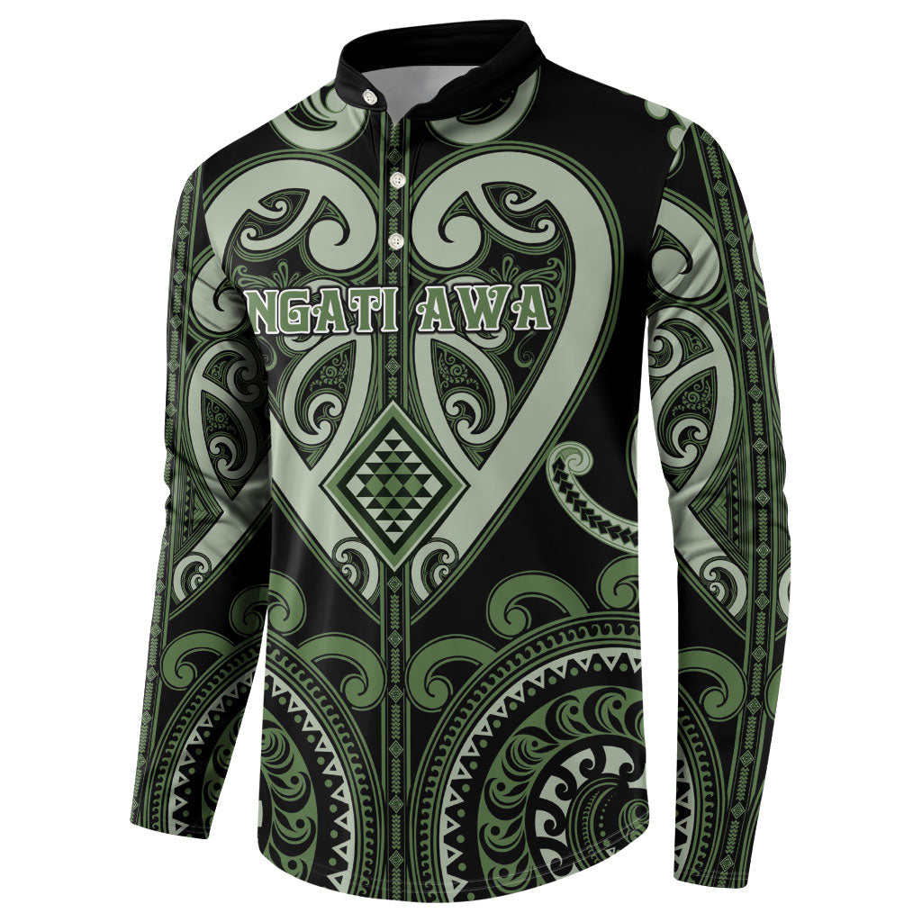 Custom Aotearoa Ngati Awa Button Sweatshirt Maori Tribal Pattern