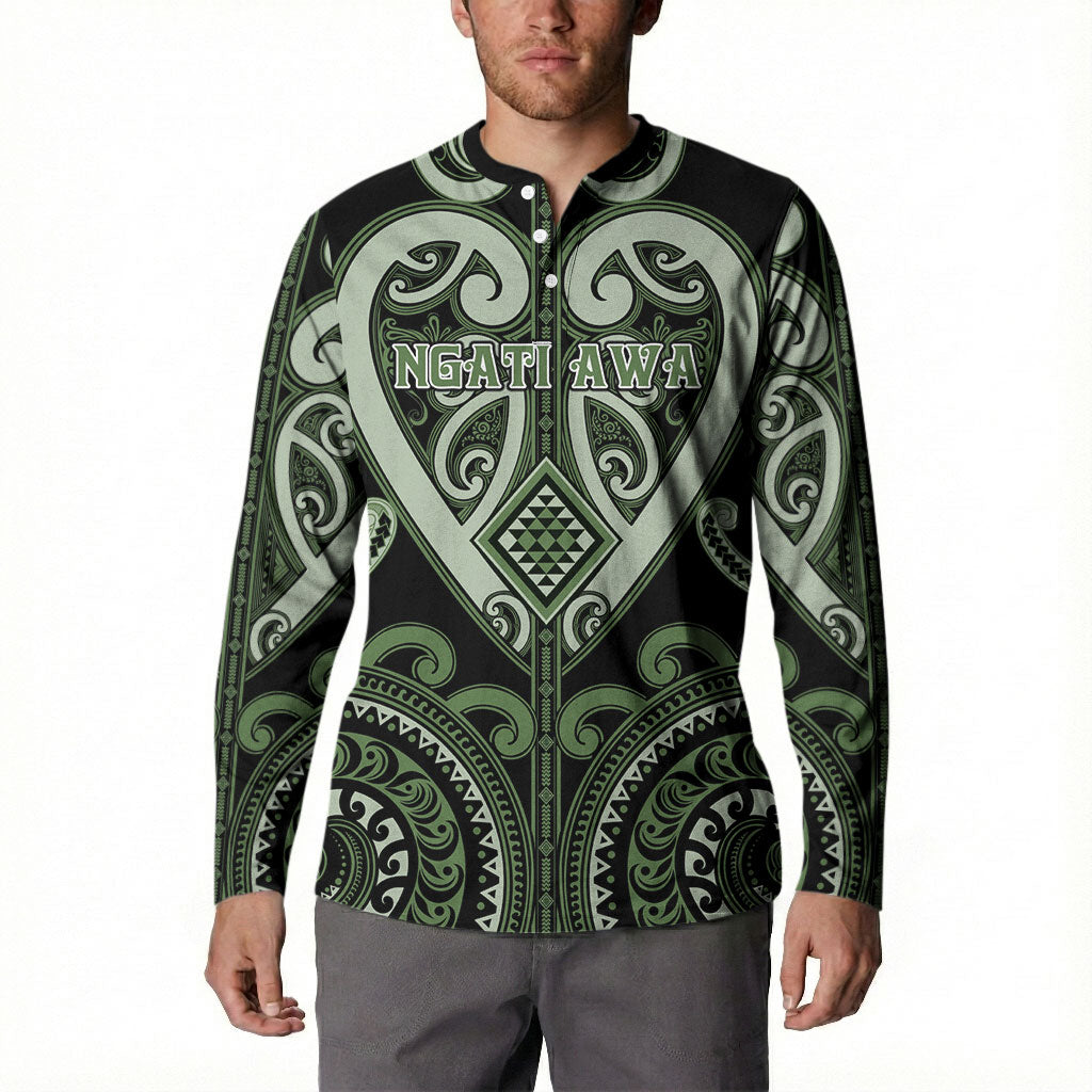 Custom Aotearoa Ngati Awa Button Sweatshirt Maori Tribal Pattern